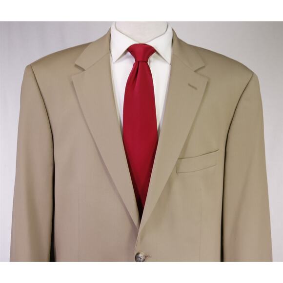 Hugo Boss Solid Tan Super 100's Wool 2-Btn Suit 46L - Picture 3 of 9